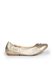 Silver Leather Studded Ballet Flats
