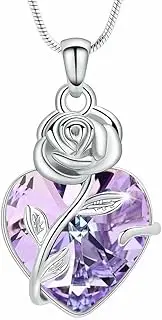 BIAIHQIE Heart Cremation Jewelry Roseflower Urn Necklace for Ashes Crystal Ashes Pendant for Women Men Keepsake Memorial for Jewelry-Steel