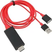 USB to HDMI Adapter Cable Cord, USB A to HDMI Cable, DDR 1Gbit 1080P HDMI1.4 HDTV Cable, USB Type A Male Female to HDMI Male Cable for iOS, for Android (Red)
