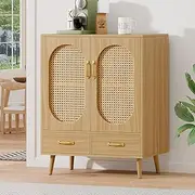ALFORDSON Buffet Sideboard with Drawers, Chest Storage Cabinet with Rattan Doors, Tall Cupboard for Living Room, Office and Kitchen, 80x40x100cm, Wood