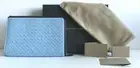 Bottega Veneta Napa Intrecciato flat Zip Leather Clutch Light Blue NIB