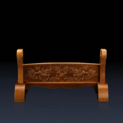 Wood Samurai Sword Holder Stand Katana Tanto Bracket Rack Kyrin Carved 1 Tier