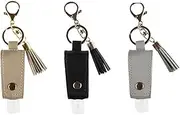 Taicols Portable Empty Travel Bottle, 3 Pcs Keychain Hand Sanitizer Bottle Holder, Bottle Holder Keyring PU Leather Keychain Refillable Empty Container Bags Squeeze Bottle Refillable Containers