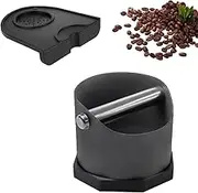 Coffee Knock Box and Tamper Mat Set Coffee Grounds Knock Box and Anti-Slip Silicone Tamp Mat Coffee Bin Accessories for Home Coffee Bar (Mattle Black Stainless Knock Box + Tamper Mat)