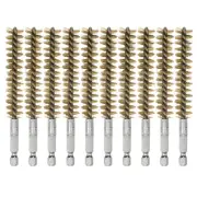 10Pcs Brass Bore Brush 15mm Dia 4.5" Cleaning Twisted Wire Brush