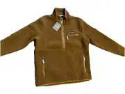 NWT Womens Patagonia Retro Pile Marsupial 1/2 zip Shelter Brown Large