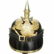 German Leather Pickelhaube Helmet | Prussian Helmet Spiked Officer Helmet