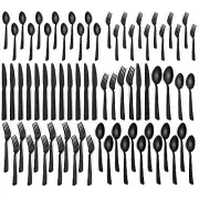 60 Pieces Black Silverware Set Premium Stainless Steel Flatware Set for 12 Yo...