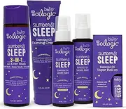 Oilogic Slumber & Sleep Baby Bath Essentials Gift Set, 5-Pack - Essential Oil Care Includes Roll-On, Calming Cream, Vapor Bath, and Two Linen Mist - Relaxing Lavender & Chamomile