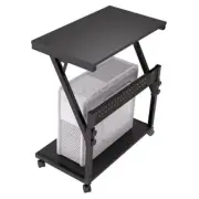 Computer Tower Cart - Height Adjustable PC Stand, 2-Tier ATX-Case Rustic Black
