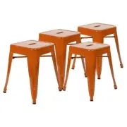 Flash Furniture 18" Stackable Metal Dining Stool in Orange (Set of 4)