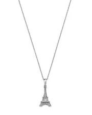 Bloomingdale's Fine Collection Diamond Eiffel Tower Pendant Necklace in 14K White Gold, 0.07 tcw