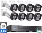 Hiseeu 4K PoE Security Camera AUTO DETECT 8MP NVR 5MP IP 3 TB MOTION 8 CAMERAS!