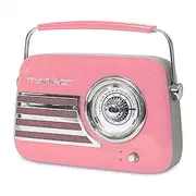 Madison - FREESOUND-VR40P - 30W Vintage Long Life Battery Radio with Bluetooth, USB and FM - Pink