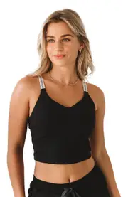 Rebody Active Maia Cloudlux Longline Bra in Metropolis Black at Nordstrom, Size Small