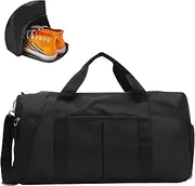 [YSHIGUING] Sports Gym Bag Large Travel Duffel Bag Collapsible Carry On Bag with Shoes Compartment Waterproof Weekend Overnight Bag Dry Wet Separated for Men Women Gym Sports Travel Yoga Swimming Camping - Black
