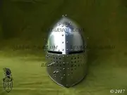 18Ga Sca Larp Medieval Great Helmet Knight Templar Crusader Helmet Replica