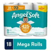 Angel Soft Toilet Paper 18 Mega Rolls Flushable Tissue 72 Regular Rolls 2 ply