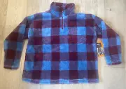 Eddie Bauer Women’s Plush Quarter Zip Warm Sweater Fleece Pullover Plaid XXL