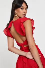 Red Crop Top Short Sleeve - Size 14, Women's Semi Crop