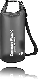 [ZmdecQna] Waterproof Dry Bag 10L, Long Adjustable Shoulder Strap, for Rafting Hiking Camping Fishing Boating, for Traval, Camping, Hiking, Swimming, Boating, Fishing, Surfing, Hiking, Black, Black