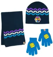 The Lego Movie 2 Boys Hat Glove & Scarf 3 Piece Set Blue & Purple NEW One Size