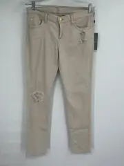 7 For All Mankind Ankle Straight distressed Skinny jeans 28 Tan Mid Rise NWT