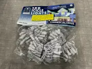 NEW - Roman Bethlehem Commercial Grade 150 Clear Icicle Lights w/ Gutter Clips