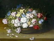 Basket of Flowers Accent Tile Mural Kitchen Bathroom Wall Backsplash 8x6