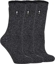 [HEAT HOLDERS] | Women’s Short Merino Blend Wool Thermal Socks | 3 Pair Pack | Warm Insulated Winter Socks | TOG 2.9 | Black | Size 9-12 UK / 10-13 US | Soft Brushed Inner for Cold Weather