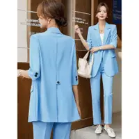 在飛比找ETMall東森購物網優惠-藍色夏季新款時尚通勤西裝外套