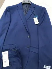 $395 NEW Kenneth Cole Suit Pin Stripe Blue 44R Jacket 36x30