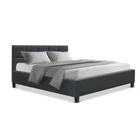 Artiss Bed Frame Double Size Mattress Base Wooden Platform Fabric Charcoal TINO