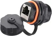 uxcell RJ45 Panel Mount Coupler, IP68 Shielded Industrial Panel Mount Bulkhead Ethernet LAN Pass Through Connector for CAT5/CAT5E/CAT6(Orange,Pack of 1)