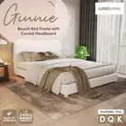 Double Queen King Boucle Fabric Bed Frame with Curved Headboard - Cream white