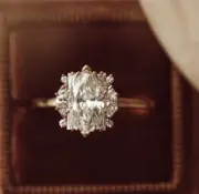 Marquise Cut 2.30 Ct Moissanite Unique Cluster Promise Ring In 14K Yellow Gold
