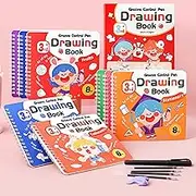 WANFRES Children's grooved Painting Enlightenment Magic Book is a Complete Set of 8 Books, Covering 8 Major Themes, Suitable for Painting Enlightenment Teaching for Children Aged 3-8.
