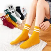 在飛比找momo購物網優惠-【D.studio】糖果色線條學院風中筒襪/10件組(堆堆襪