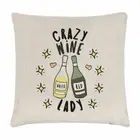 Crazy Wine Lady Stars Cushion Cover Pillow Funny Joke Drunk Mum Mothers Day