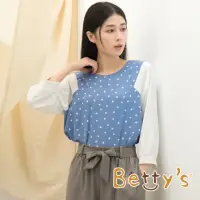 在飛比找momo購物網優惠-【betty’s 貝蒂思】點點印花布拼接雪紡上衣(淺藍)
