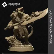 Dragonfolk Warrior, Half-Dragon | D&D TTRPG Miniature | Collective Studio
