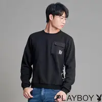 在飛比找momo購物網優惠-【PLAYBOY】LOGO織標口袋上衣(黑色)