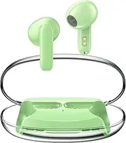 AWEI T85 Wireless Earbuds, Bluetooth 5.3 Noise Cancelling Ear Buds, Ear Buds with Noise Cancelling Mic, IPX6 Waterproof in Ear Earphones, 35H Playtime Fast Charging in-Ear Wireless Earbuds Green