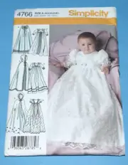 SIMPLICITY 4766 BABY CHRISTENING DRESS & CAPE PATTERN ~ SIZE A (XXS-L) ~ UNCUT
