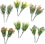 Realistic Artificial Eucalyptus Leaves 12pc Fake Plant Wall Hanging No Maintenance Silk Eucalyptus Stems