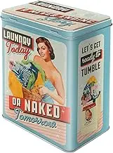 Nostalgic-Art Retro Large 3L Storage Jar Laundry Today or Naked Tomorrow - Gift Idea for Nostalgia Fans Large Tin Tin Vintage Design