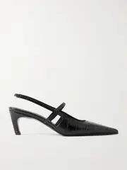 [TOTEME] TOTEME - The Sharp Croc-effect Leather Slingback Pumps - Black - IT36 IT 36 Black