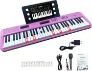 61-Key Light-Up Keyboard Piano for Kids & Beginners with Stand, Stool
