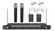 4 Channel VHF Handheld & Lapel Headset Wireless Microphone System New 380HL