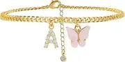 [Tummy Tub] Bracelets,Bracelet Jewellery,Anklet String Charm,Ring Box Jewellery Butterfly Initial Anklet Foot Female Anklet Letters for Women Anklet The Rings Book Set Original Text (Color : A)